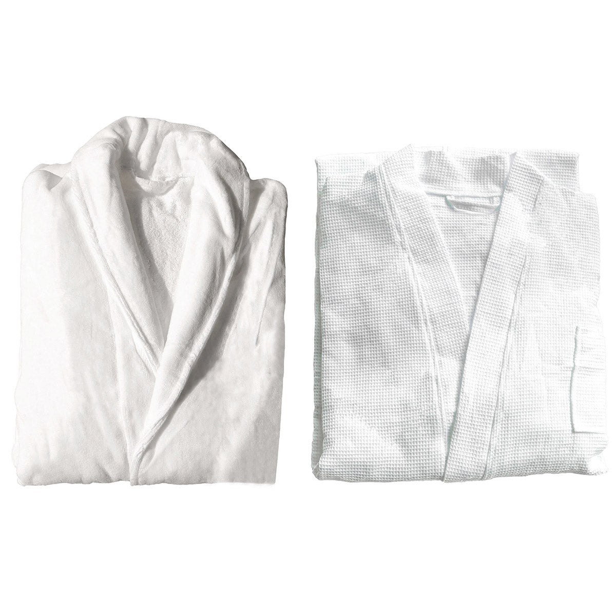 Hotel Quality Cotton Kimono Bathrobe White Embroidered Velvet Waffle