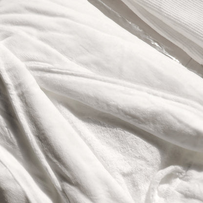 Hotel Quality Cotton Kimono Bathrobe White Embroidered Velvet Waffle