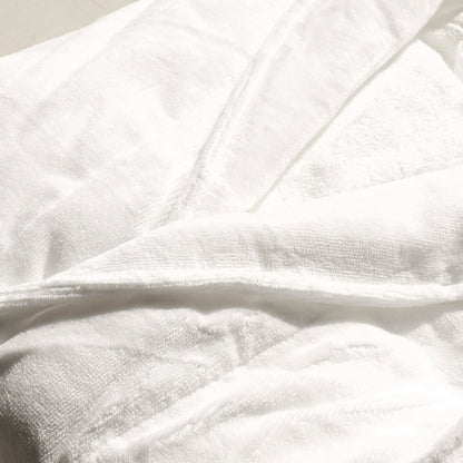 Hotel Quality Cotton Kimono Bathrobe White Embroidered Velvet Waffle