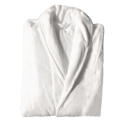 Hotel Quality Cotton Kimono Bathrobe White Embroidered Velvet Waffle