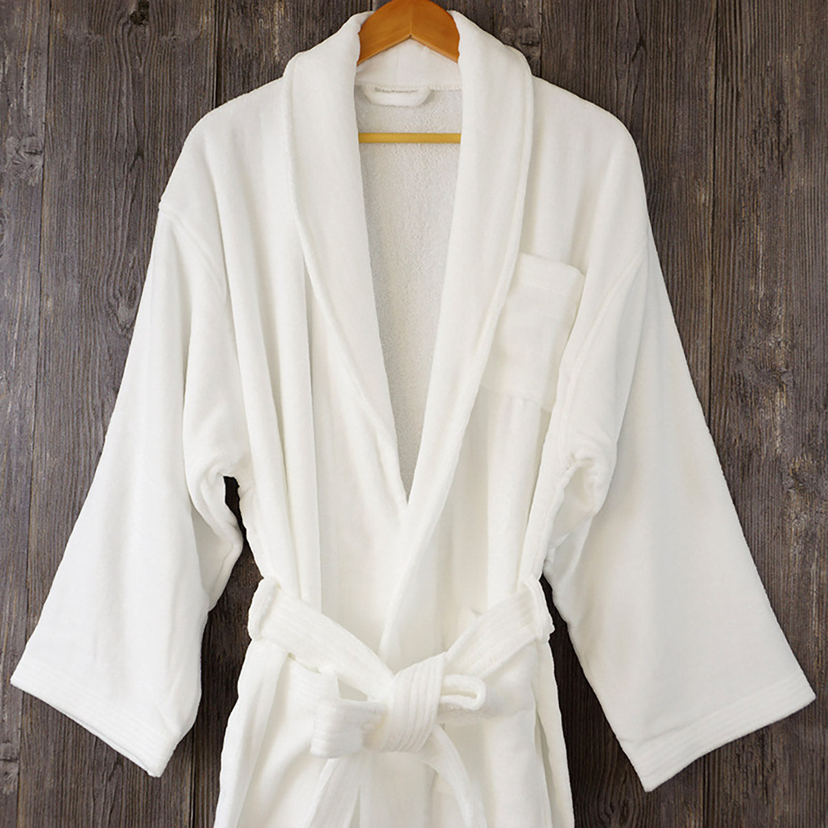 Hotel Quality Cotton Kimono Bathrobe White Embroidered Velvet Waffle