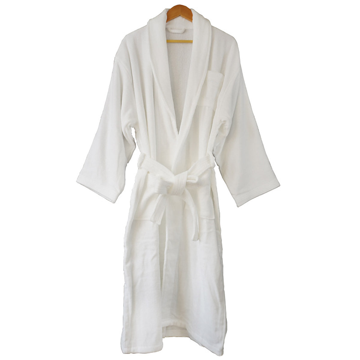 Hotel Quality Cotton Kimono Bathrobe White Embroidered Velvet Waffle