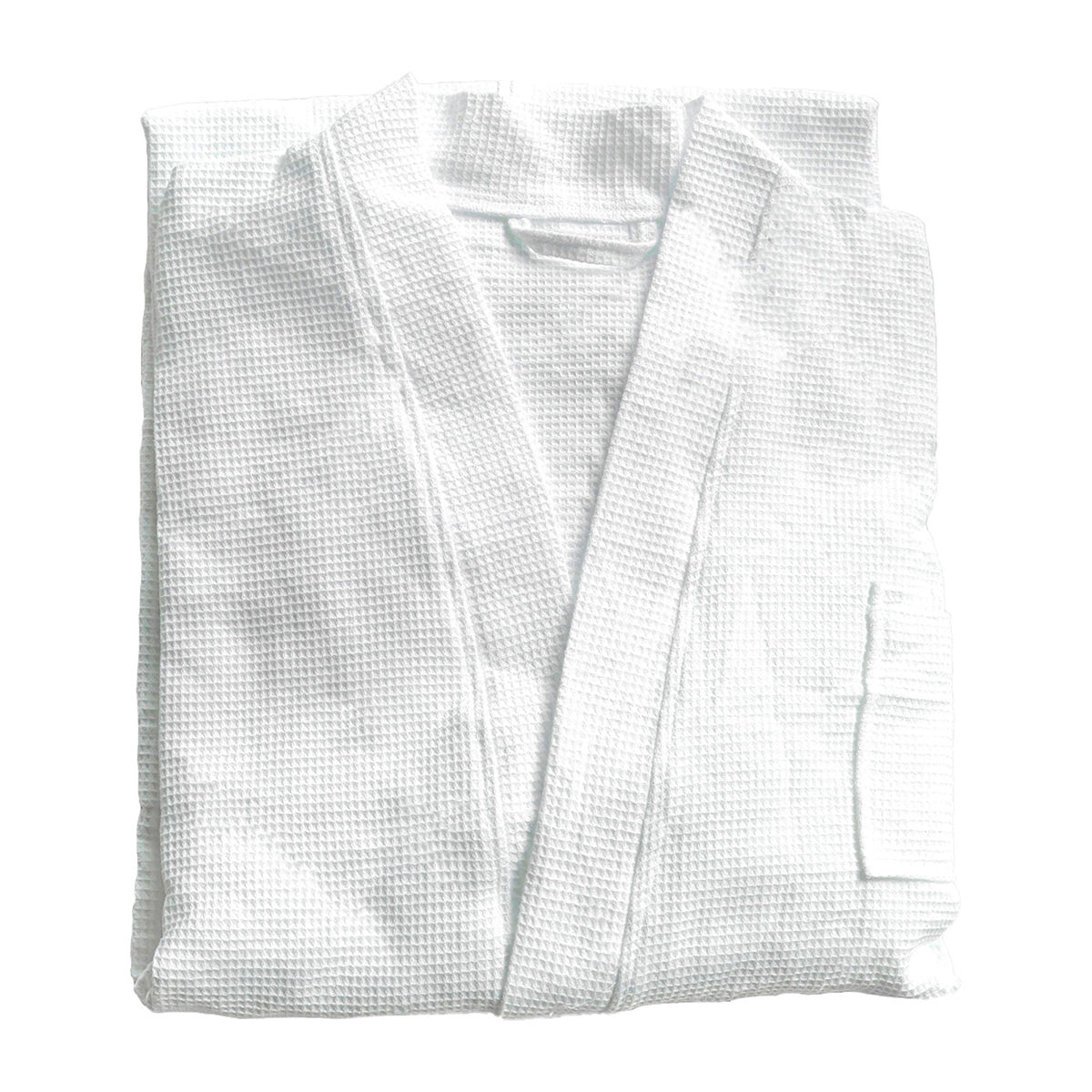 Hotel Quality Cotton Kimono Bathrobe White Embroidered Velvet Waffle