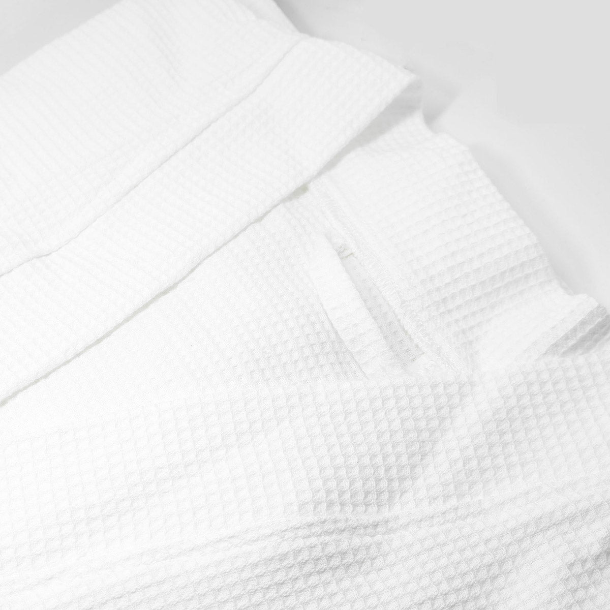 Hotel Quality Cotton Kimono Bathrobe White Embroidered Velvet Waffle