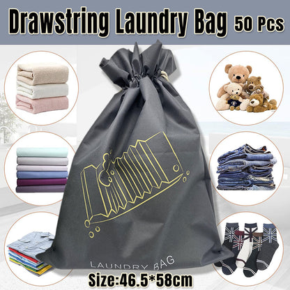 50 PCS Drawstring Laundry Bags Large Non Woven for Travel Hotels