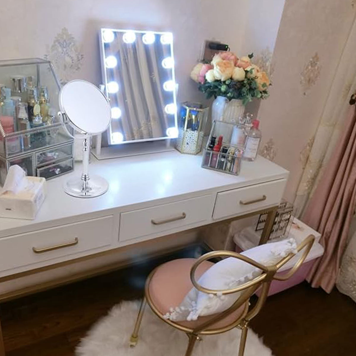 5x Magnifying Desktop Vanity Mirror 360 Rotating HD for Makeup
