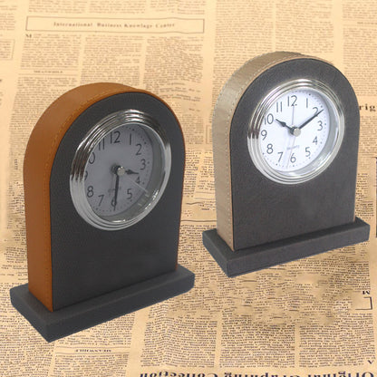 Hotel Alarm Clock Quartz with Faux Leather Clear Display Brown
