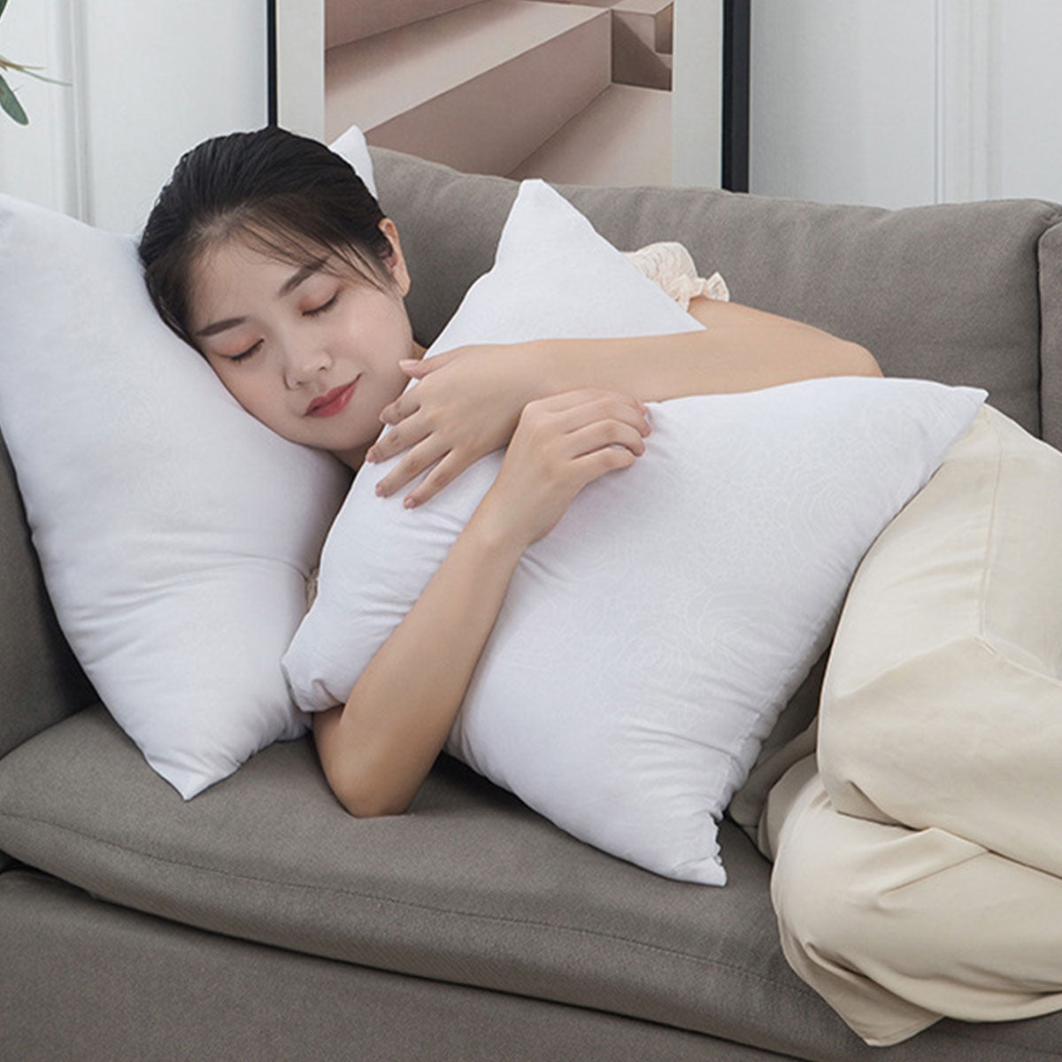 White Cotton Pillow Core with Anti Feather Sanding Cloth