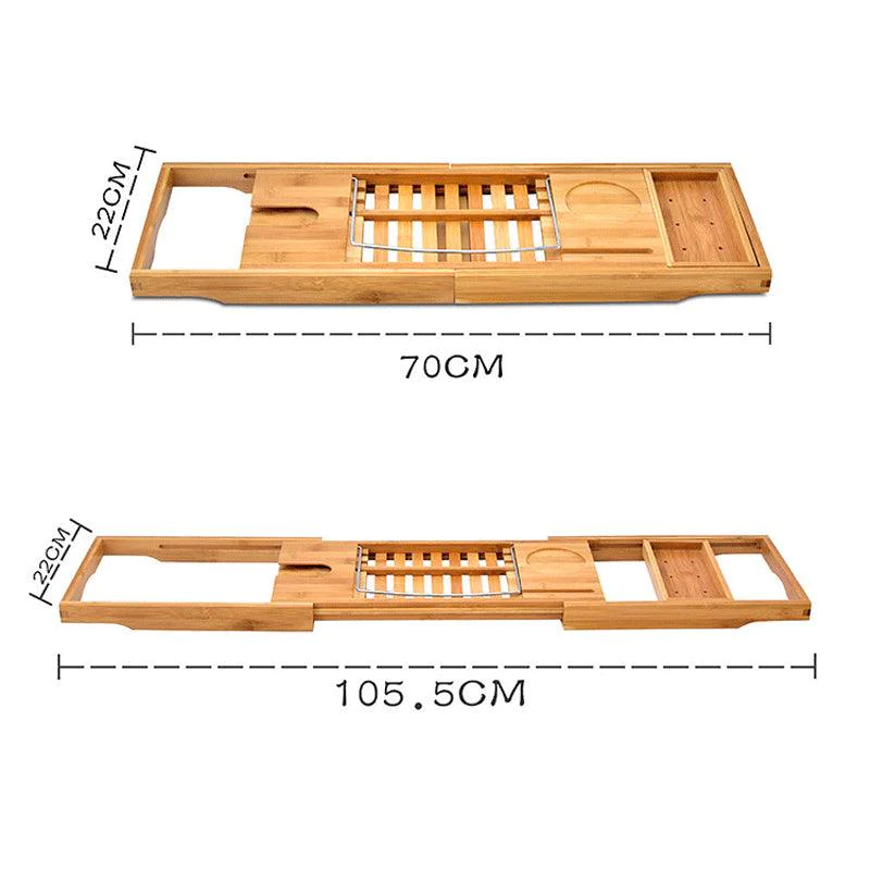Expandable Bamboo Bath Caddy Bathtub Rack with Book and Phone Holder