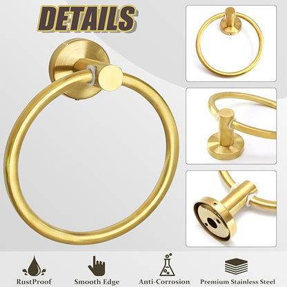 Wall Mounted Bathroom Towel Ring 180 Degree Swivel