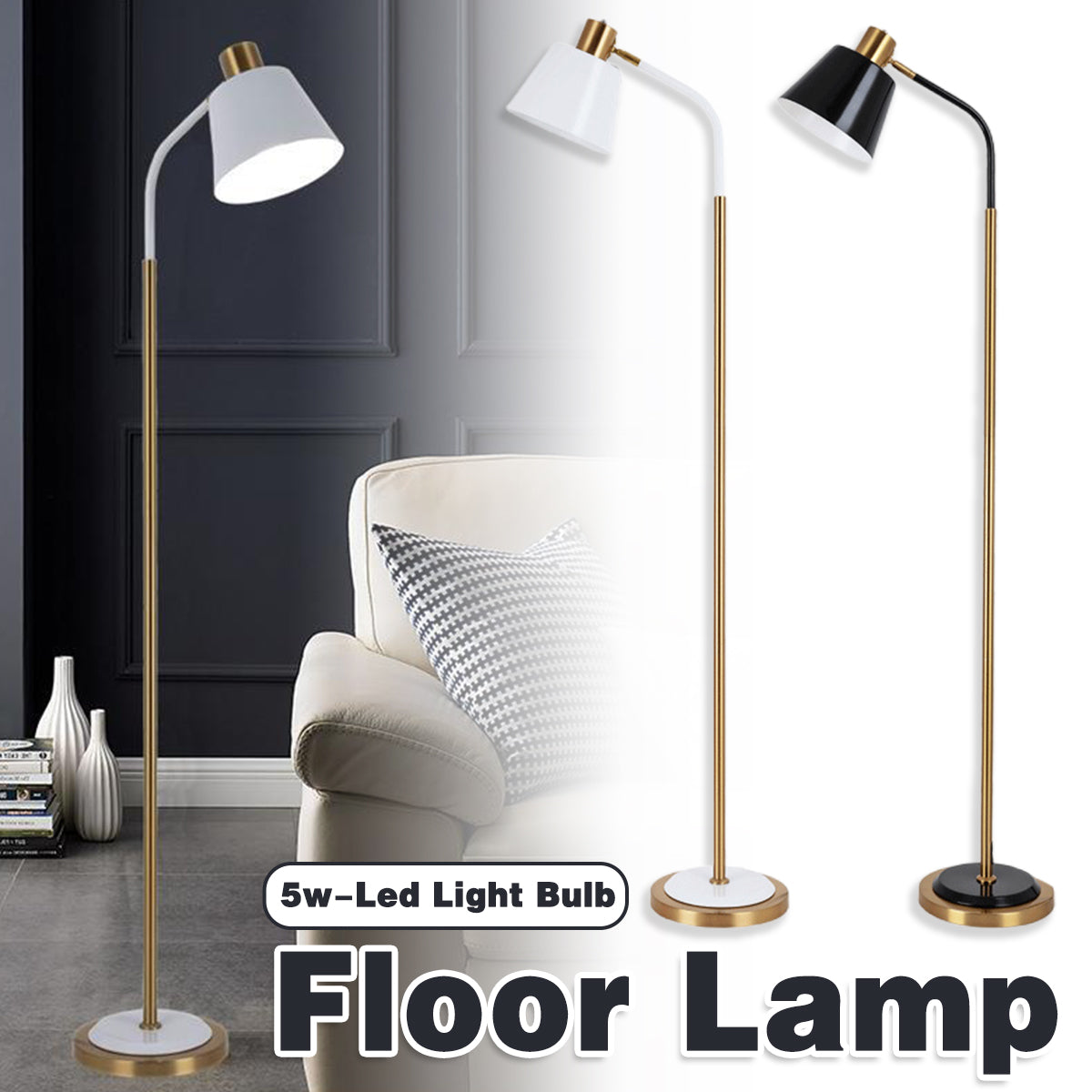 Modern Floor Lamp Rotatable Shade with 5W LED for Bedroom