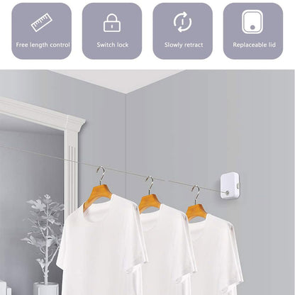 Retractable Stainless Steel Clothesline 4.3m Wall Mount