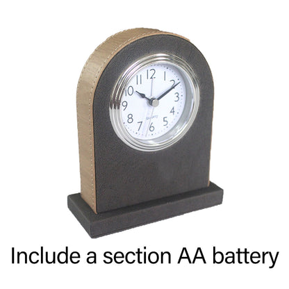 Hotel Alarm Clock Quartz with Faux Leather Clear Display Brown