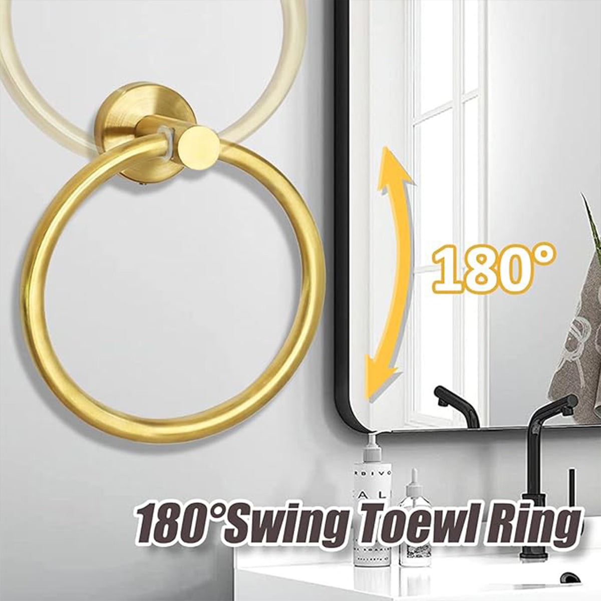 Wall Mounted Bathroom Towel Ring 180 Degree Swivel