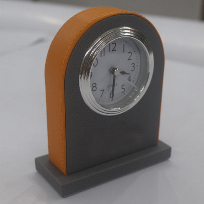 Hotel Alarm Clock Quartz with Faux Leather Clear Display Brown