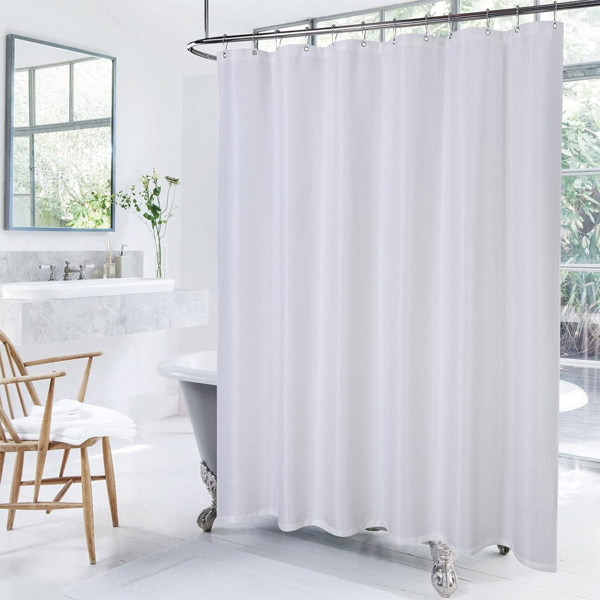 Waterproof Polyester Shower Curtain Liner Bathroom White Home Use