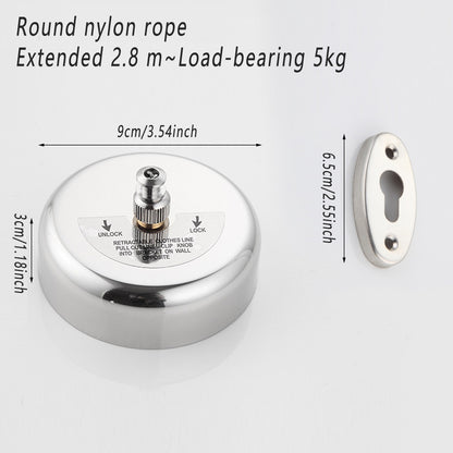No Drill Retractable Clothesline 2.8m for Indoor Outdoor Hotel Laundry