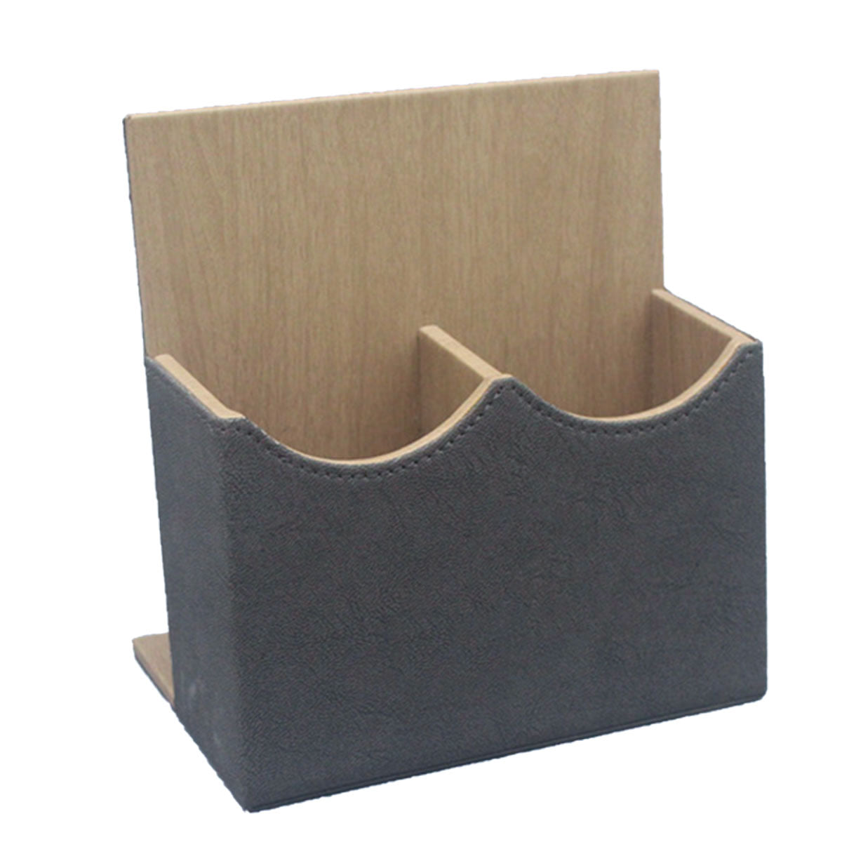 Hotel Leather Remote Control Holder Desk Caddy with 2 Slots