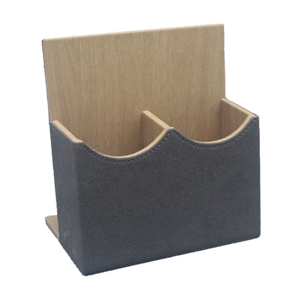 Hotel Leather Remote Control Holder Desk Caddy with 2 Slots