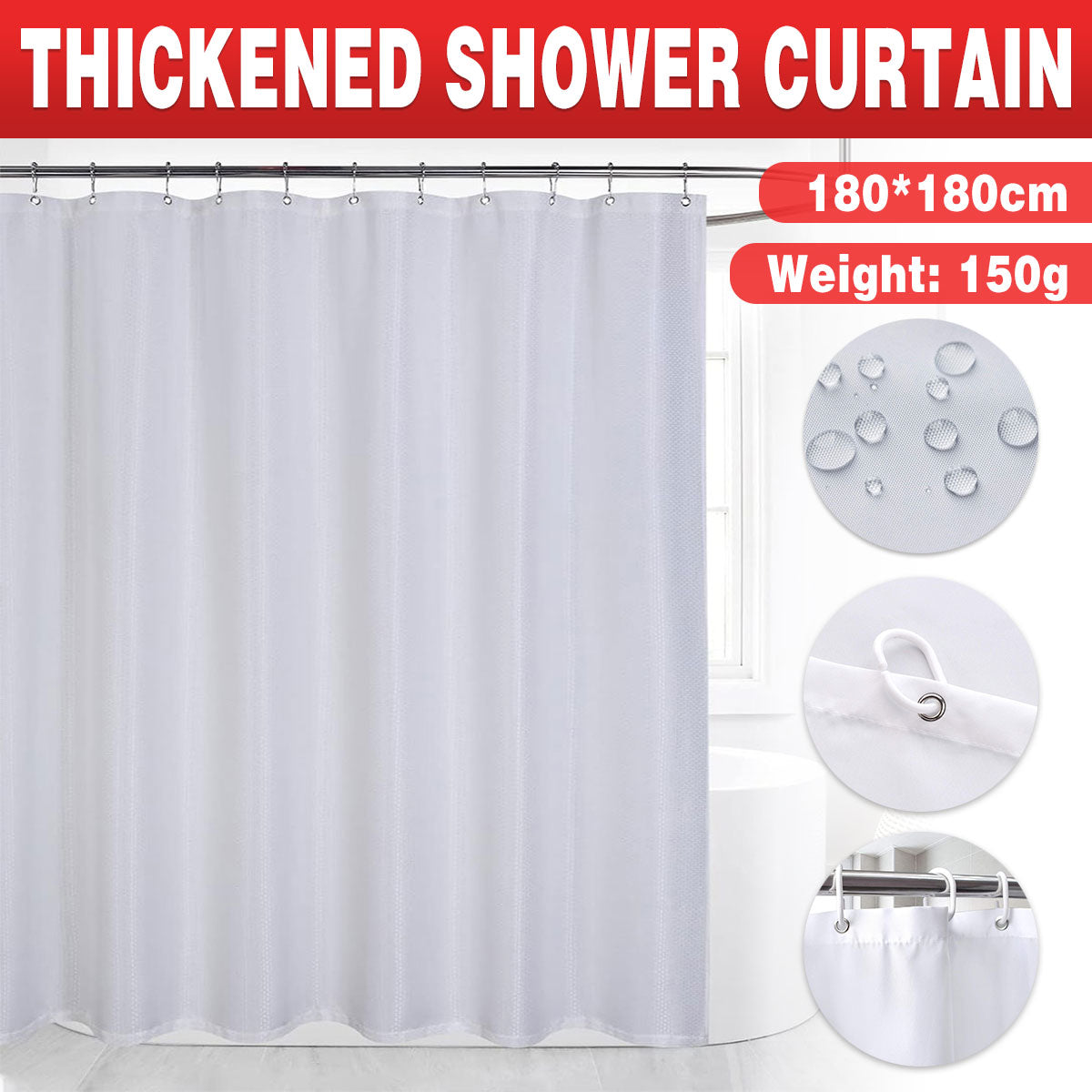 Waterproof Polyester Shower Curtain Liner Bathroom White Home Use