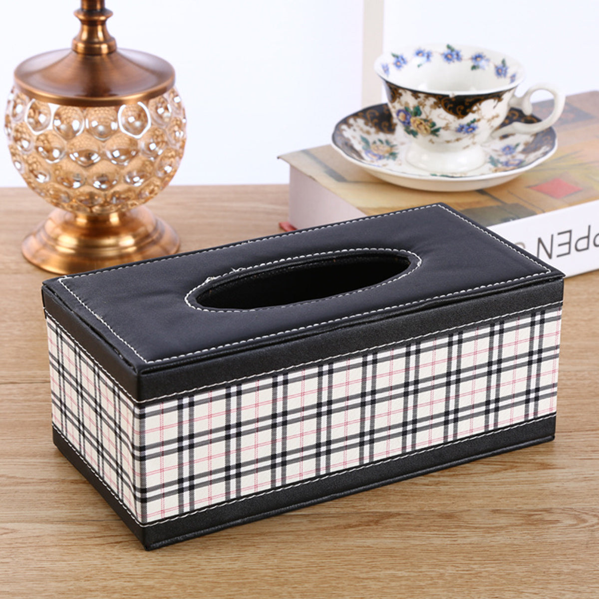 PU Leather Tissue Box Holder for Hotel and Office Table Decor