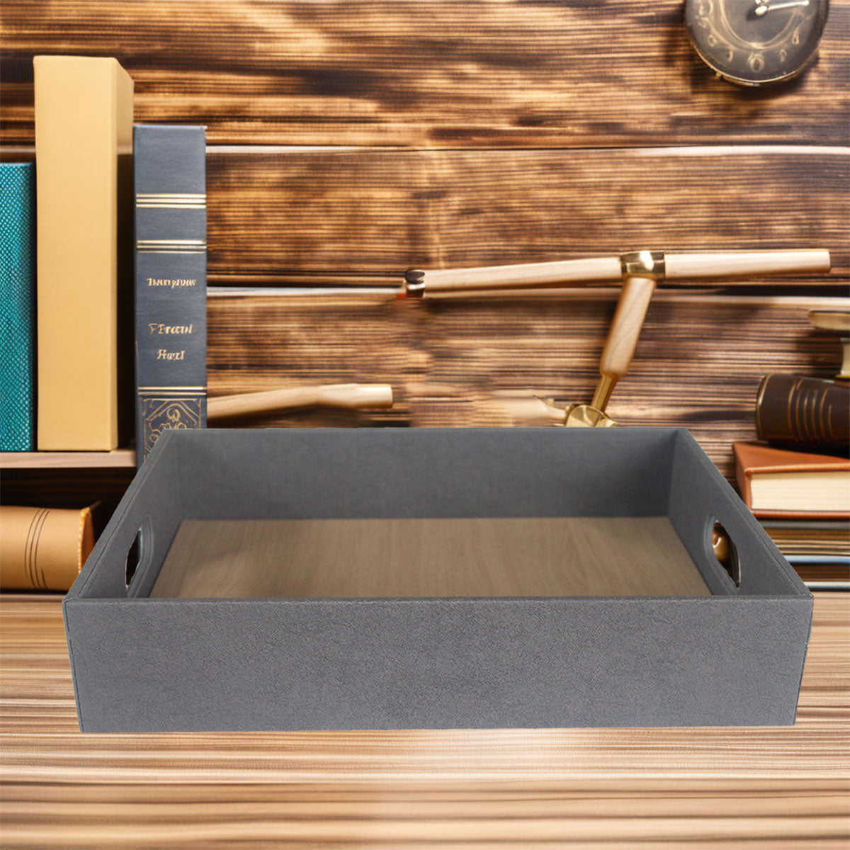 Hotel Shoe Basket Tray Faux Leather Organiser for Guest Room