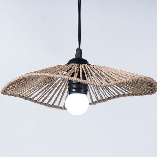 Handwoven Paper Rope Lamp Shade with Hollow Out Light Effect