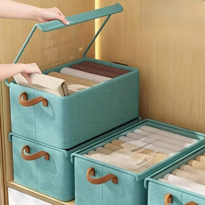 4 Pack Foldable Non Woven Storage Boxes with Clear Lids