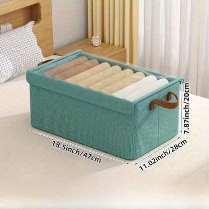 4 Pack Foldable Non Woven Storage Boxes with Clear Lids