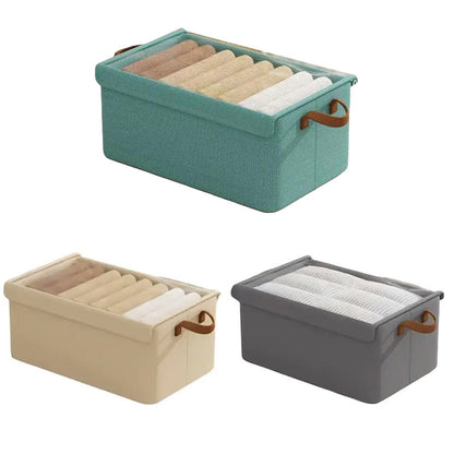 4 Pack Foldable Non Woven Storage Boxes with Clear Lids