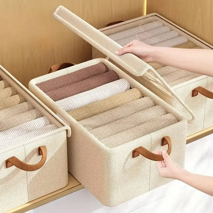 4 Pack Foldable Non Woven Storage Boxes with Clear Lids