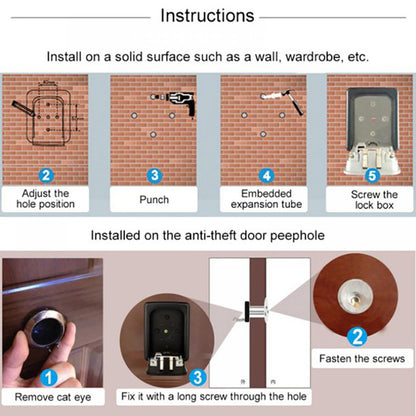 Wall Mounted Steel Key Box with 4 Digit Combination Lock