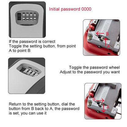 Wall Mounted Steel Key Box with 4 Digit Combination Lock