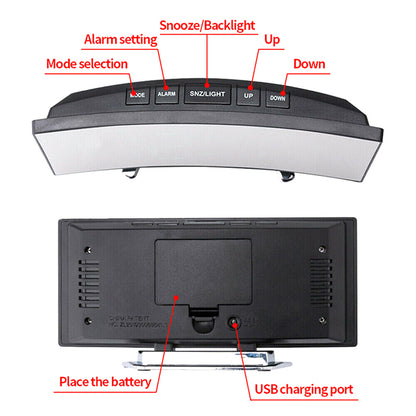 LED Digital Alarm Clock with Snooze and USB Power for Bedside