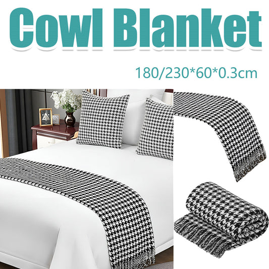 Black White Houndstooth Bed Runner for Hotel Rooms