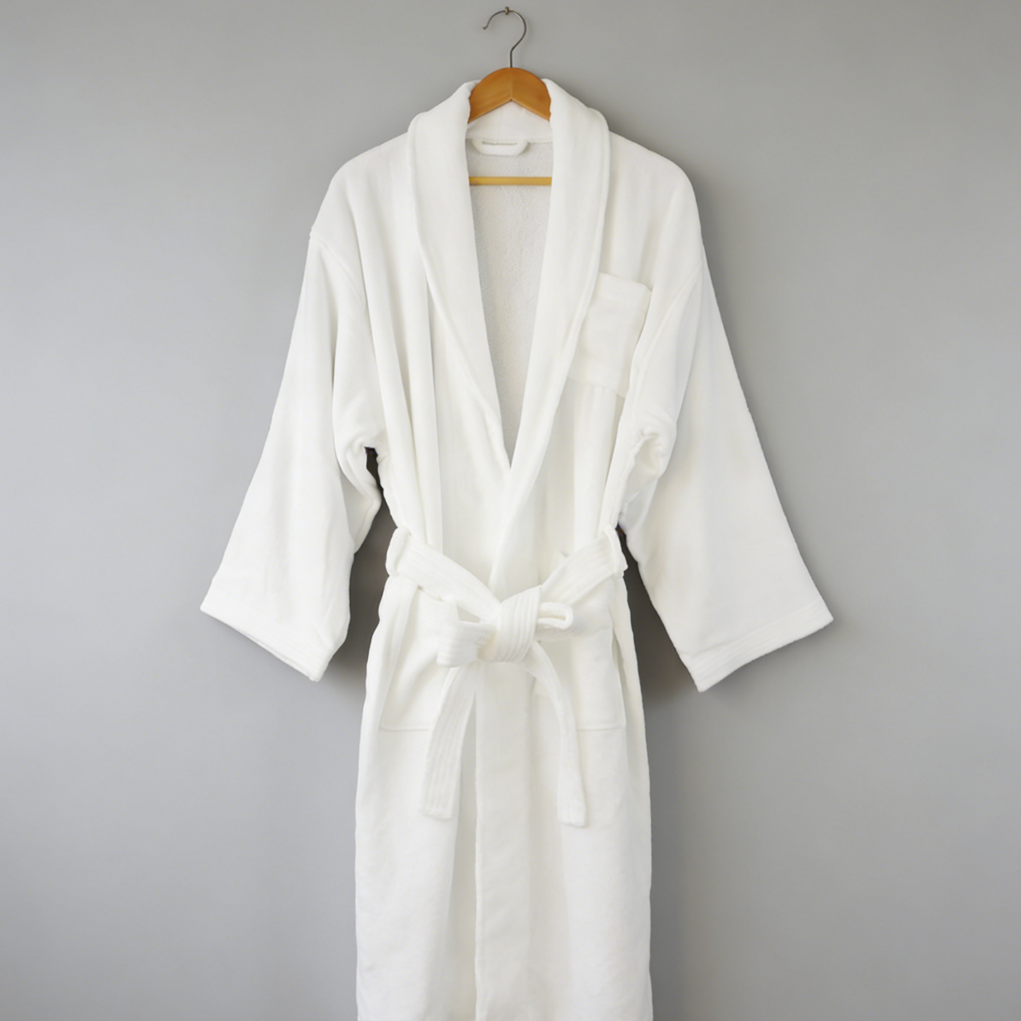 Hotel Quality Cotton Kimono Bathrobe White Embroidered Velvet Waffle