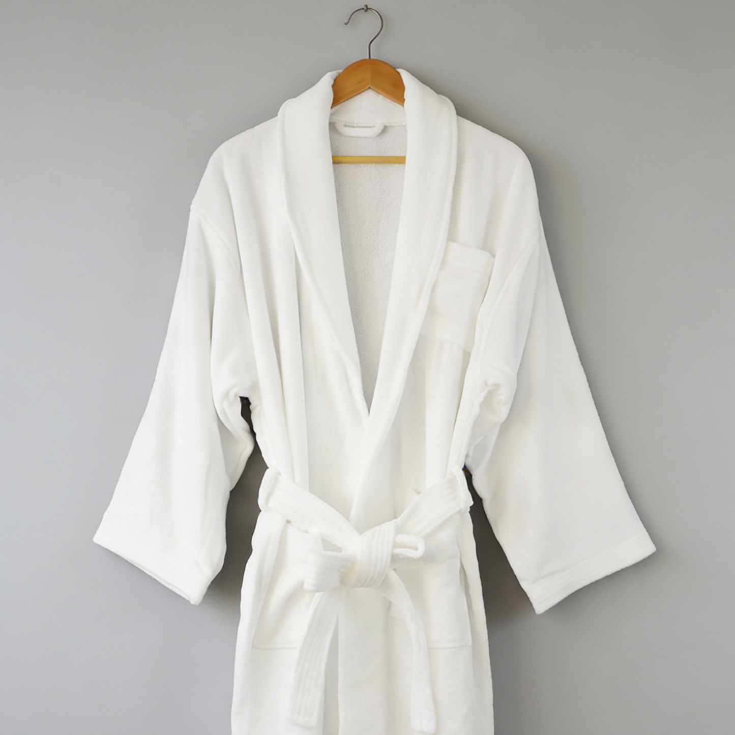 Hotel Quality Cotton Kimono Bathrobe White Embroidered Velvet Waffle