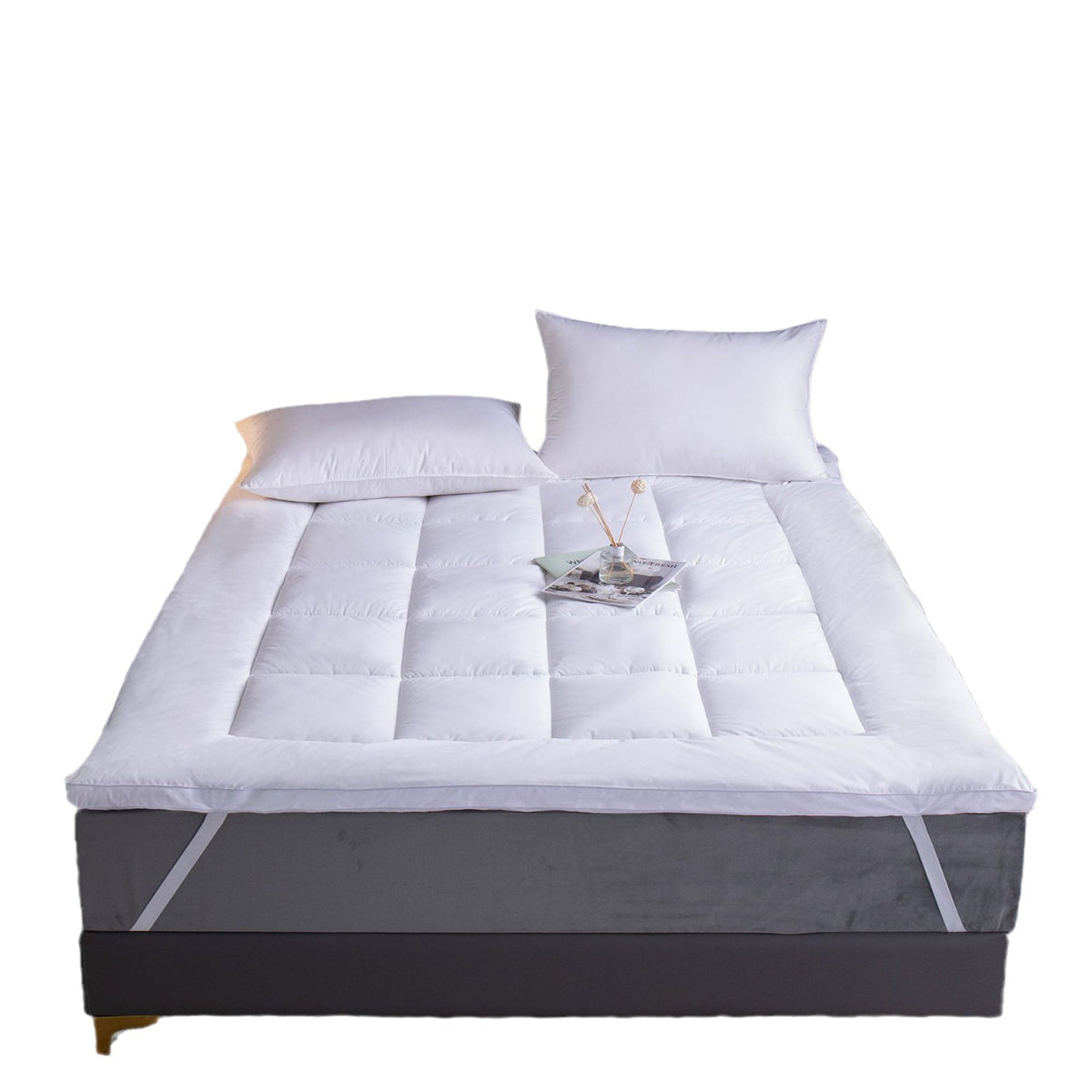 Hotel Mattress Comfort Pad Waterproof Box Quilted White