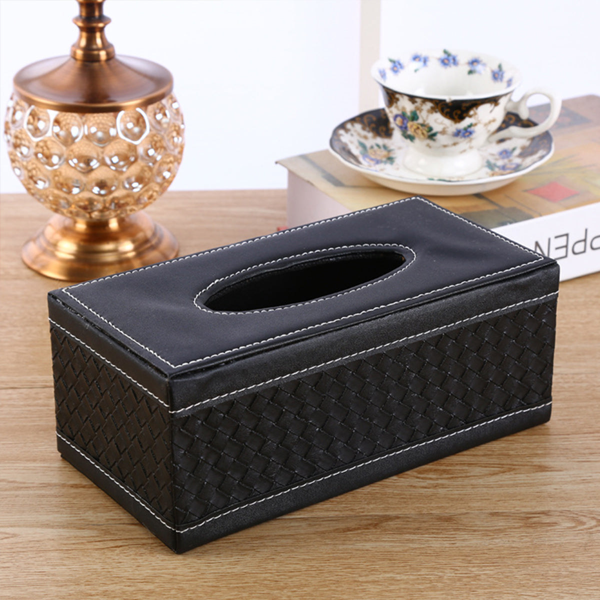 PU Leather Tissue Box Holder for Hotel and Office Table Decor