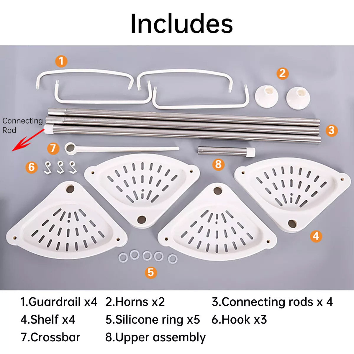 4 Shelves Retractable Bathroom Storage Shelf with Tension Rod