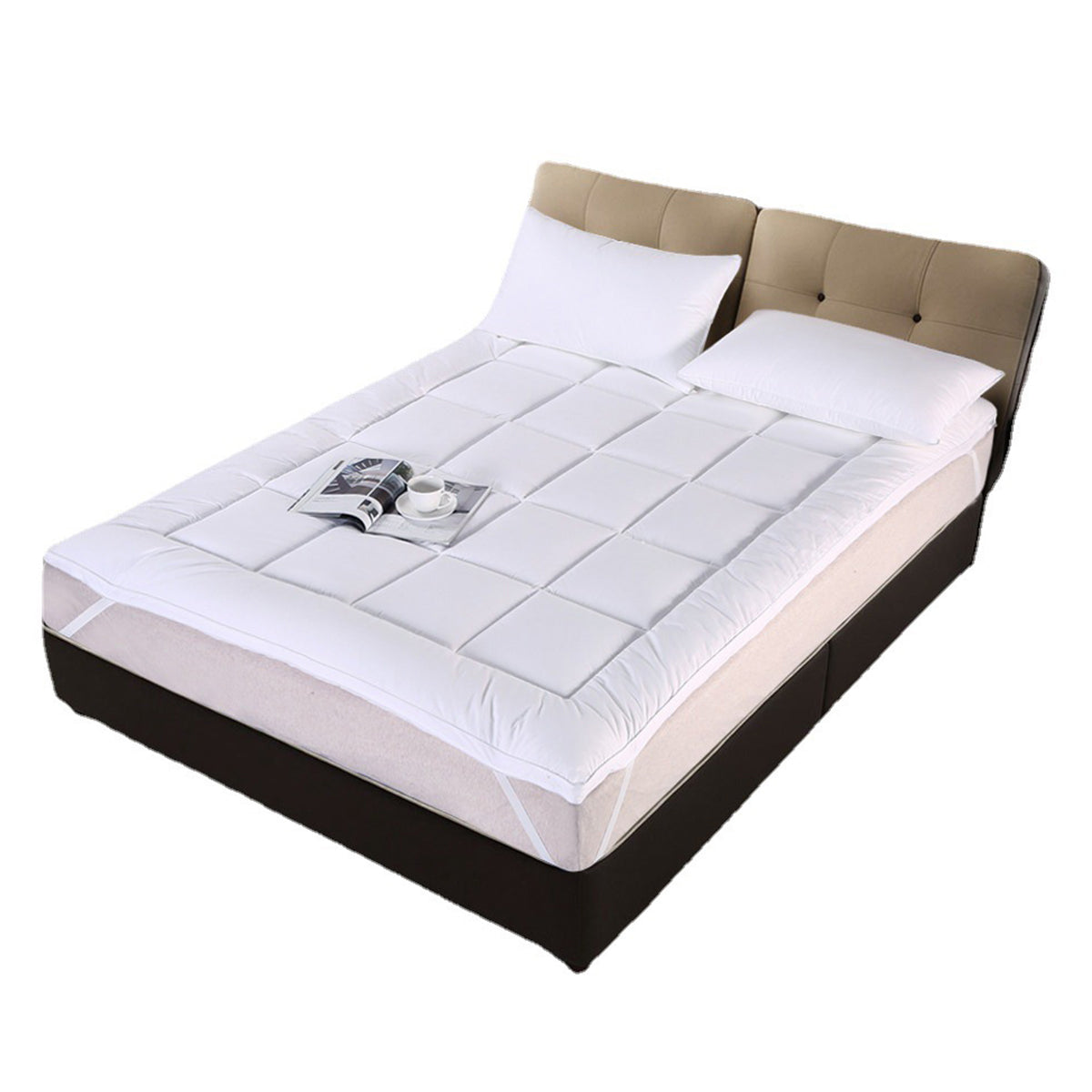 Hotel Mattress Comfort Pad Waterproof Box Quilted White