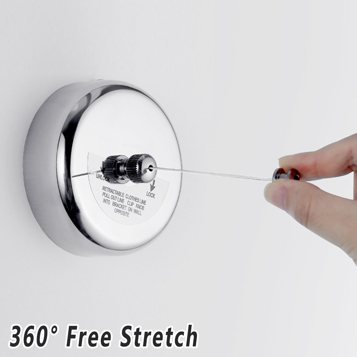 No Drill Retractable Clothesline 2.8m for Indoor Outdoor Hotel Laundry