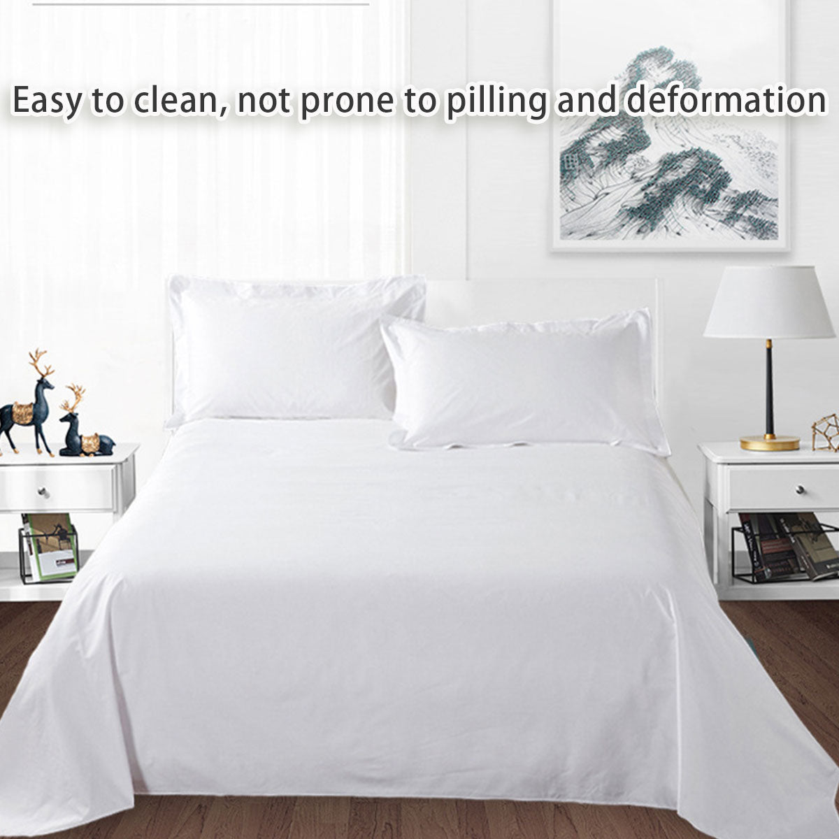 Hotel Quality White Bed Sheets Soft Microfiber Bedding for Home or Motel
