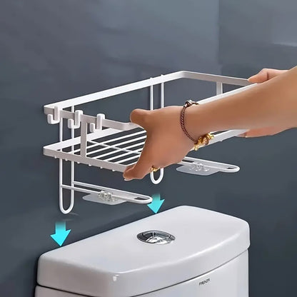 Wall Mounted Steel Bathroom Storage Rack Over The Toilet