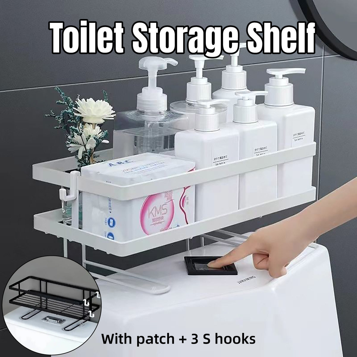 Wall Mounted Steel Bathroom Storage Rack Over The Toilet