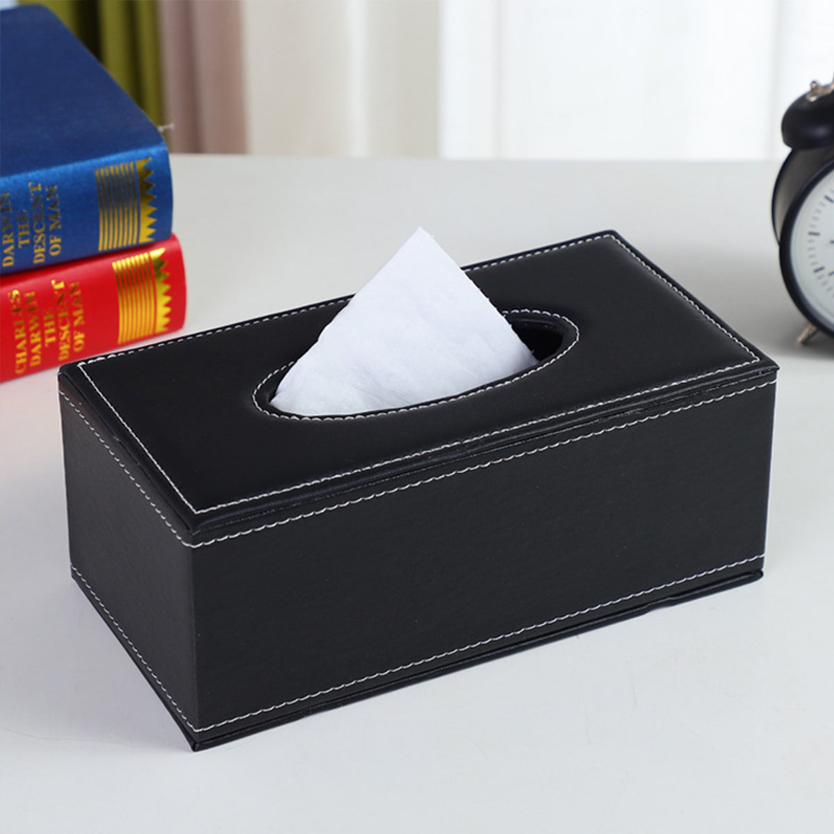 PU Leather Tissue Box Holder for Hotel and Office Table Decor
