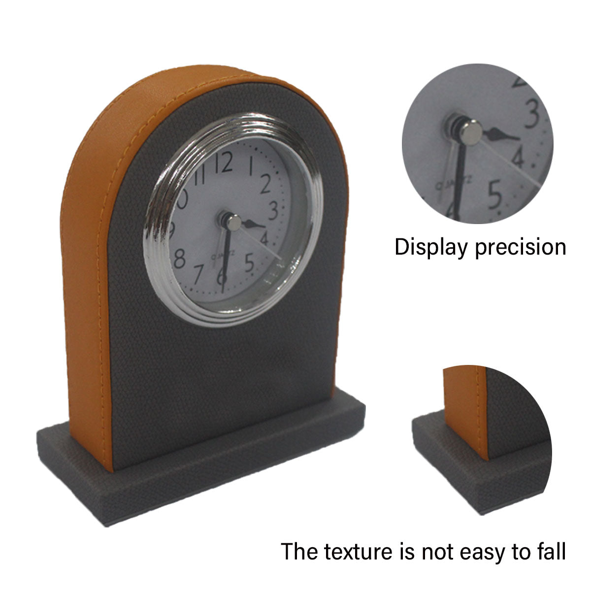Hotel Alarm Clock Quartz with Faux Leather Clear Display Brown