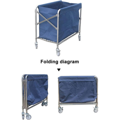 Folding Linen Trolley with Hand Push Design for Easy Storage and Sorting