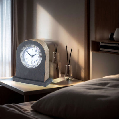 Hotel Alarm Clock Quartz with Faux Leather Clear Display Brown