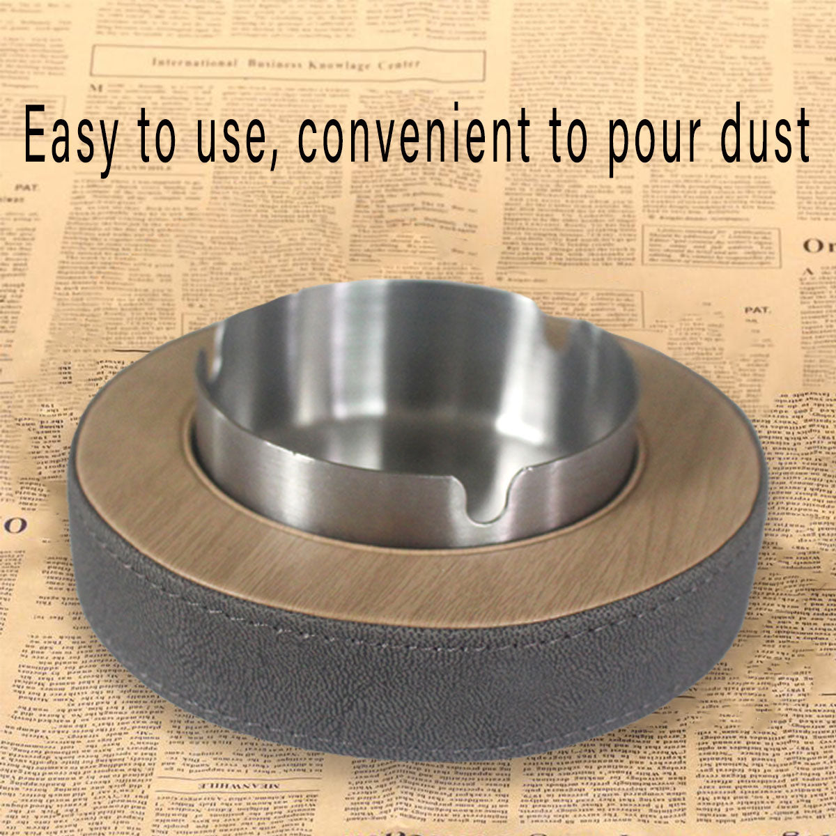 Leather Tissue Box Holder with Stainless Steel Ashtray for Hotel & Home Use